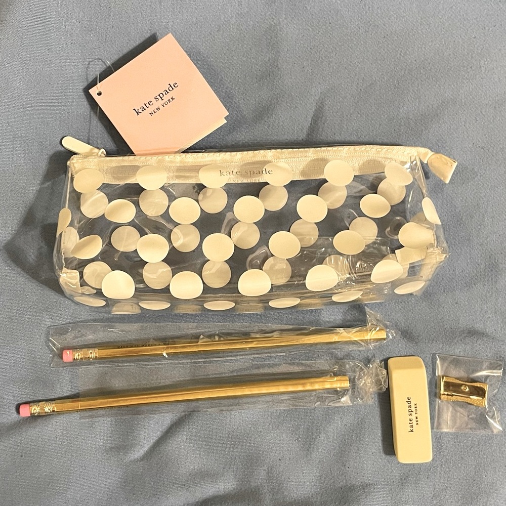 Kate Spade White Dot Pencil Case
